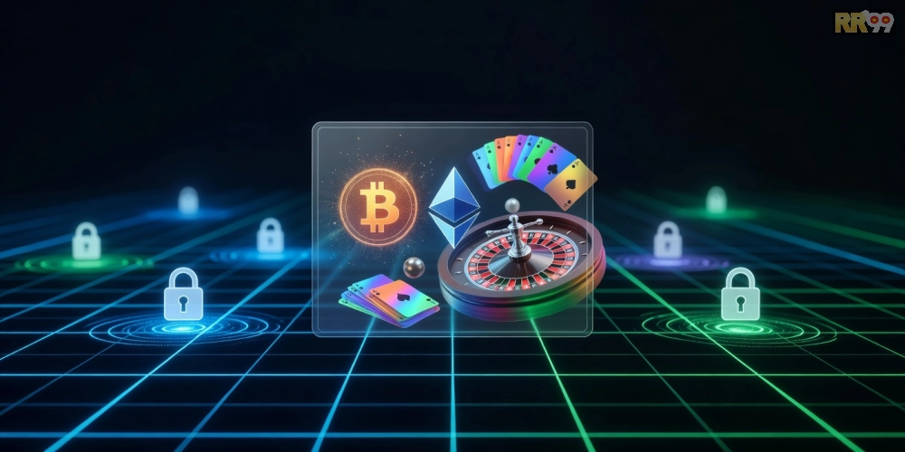 Hình minh họa khái niệm cơ bản về crypto casino rr99 với giao dịch tiền điện tử an toàn