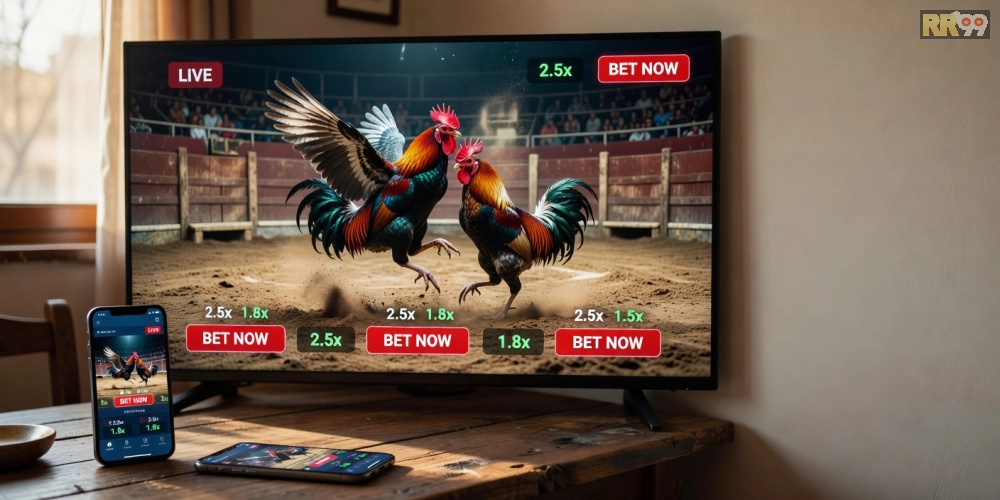 Giao diện xem trực tiếp đá gà chọi rr99 trên nền tảng RR99 Live Arena